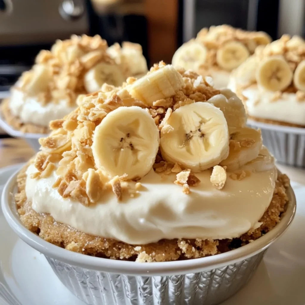 No Bake Mini Banana Cream Pies