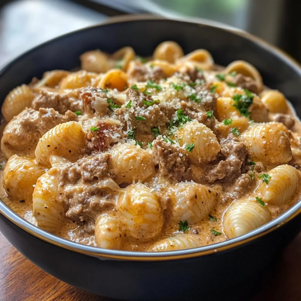 Creamy Beef and Shells