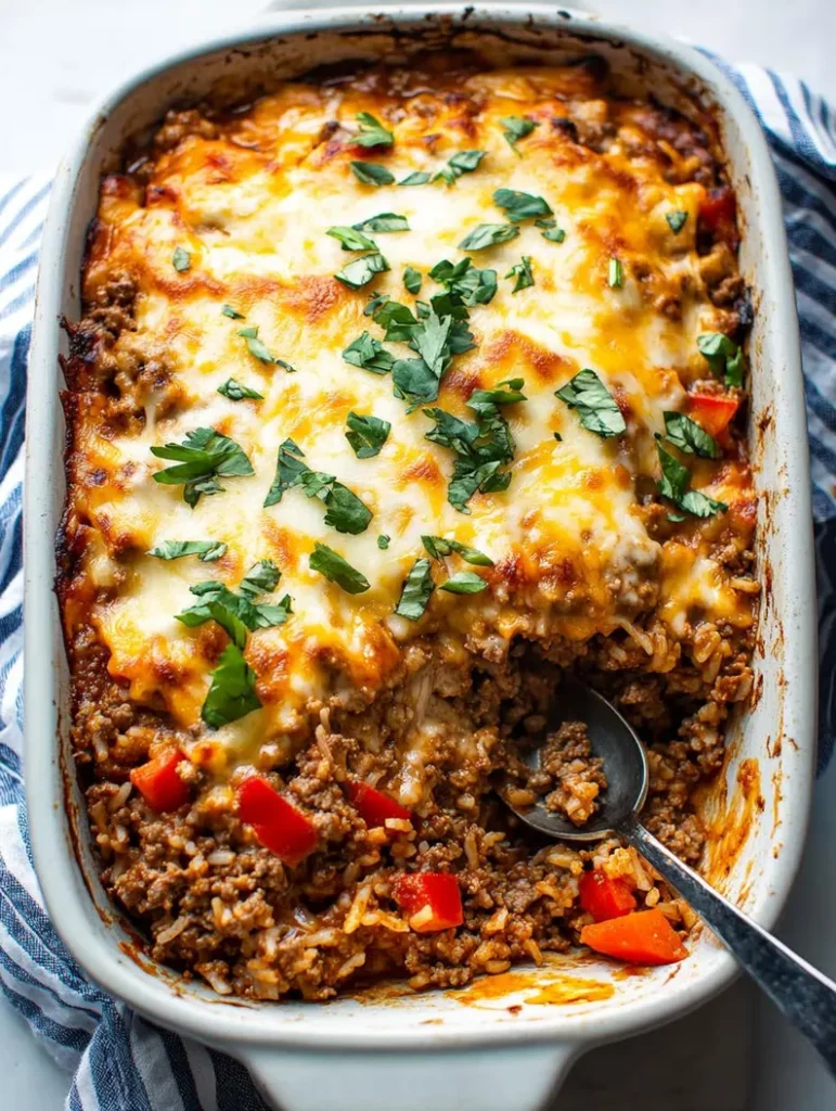 Cheesy Beef and Rice Casserole