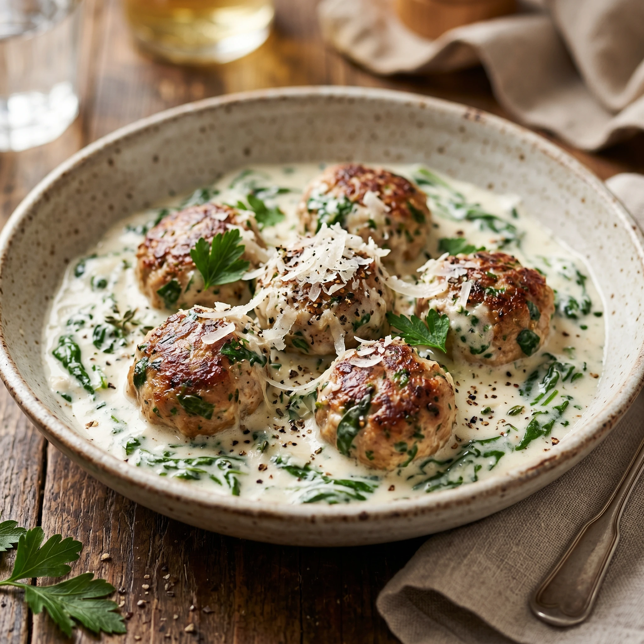 creamy spinach turkey meatballs 2